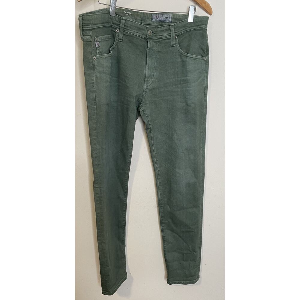 AG Adriano Goldschmied Green Tellis Jeans Mens 34R x 33 Modern Slim Fit